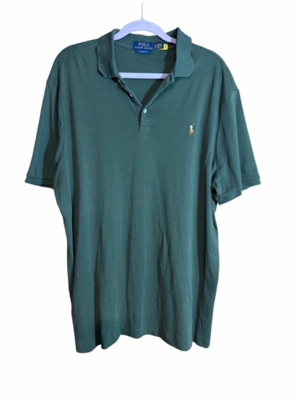 Polo Ralph Lauren mens dark green classic fit cotton short sleeve polo size xl